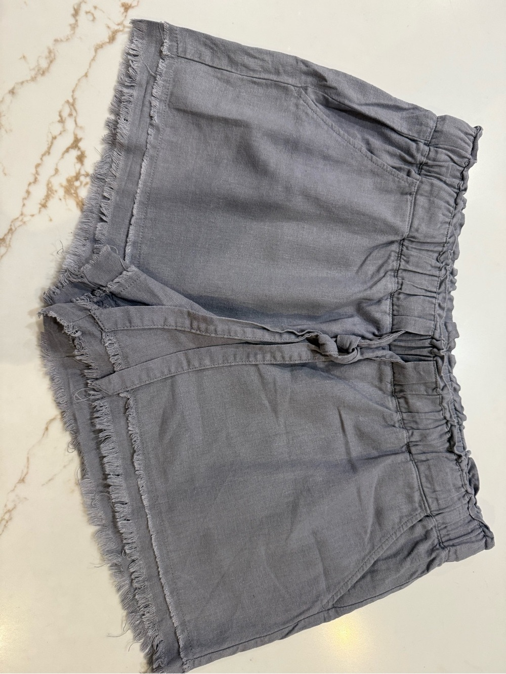 Rewash High-Waist Frayed Hem Shorts - Gray